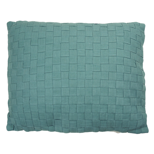 linnen geweven sea blue kussen blauw hinck amsterdam woonaccessoires met bijzondere texturen met oog voor detail van een hoge kwaliteit