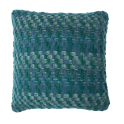 Kussen Multiknit green blue green groen blauw hinck amsterdam katoen wol 45x45cm woonaccessoires met bijzondere texturen met oog voor detail, handgemaakt en of handgeweven