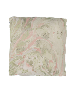 Marble pink green groen roze marmer goud kussen hinck amsterdam katoen digital printing 50x50cm woonaccessoires met bijzondere texturen met oog voor detail, handgemaakt en of handgeweven