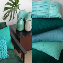 Interieur inspiratie aqua cadmium green groen nieuwste trend kussens vernieuwend hinck amsterdam woonaccessoires