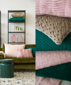 Interieur inspiratie roze groen pink green nieuwste trend kussens vernieuwend hinck amsterdam woonaccessoires